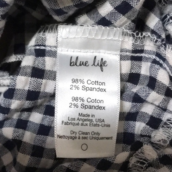 New BLUE LIFE Navy & White Gingham Crop Top Large Feminine Summer Ruffle - Picture 9 of 9